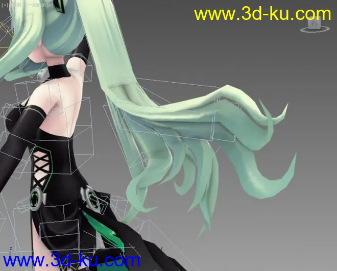 海王星－蝴蝶节长发卡通女孩（有骨骼绑定）MAX9.0模型的图片5