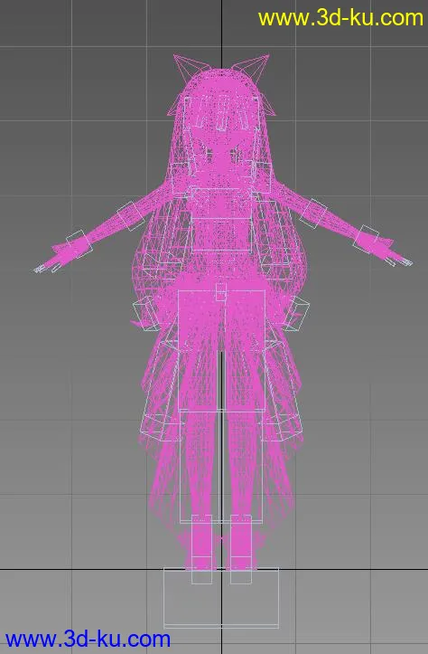 海王星－蝴蝶节长发卡通女孩（有骨骼绑定）MAX9.0模型的图片7