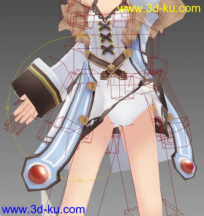海王星－白海军服 白帽子 浅褐色短发 黑瞳 卡通女孩（有骨骼绑定）MAX9.0模型的图片8