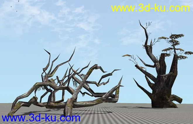 剑灵  一棵大树  一堆树枝  手游素材  带2048贴图模型的图片1