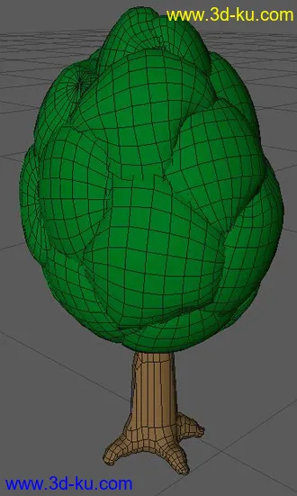 3D打印模型卡通低模树一棵，C4D捏的的图片