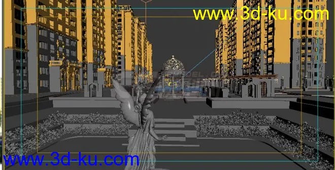3dmax全模型建筑动画场景 小区园林绿化特写镜头的图片2