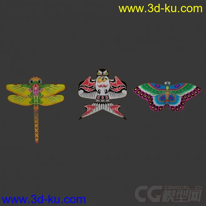 燕子、蜻蜓、蝴蝶三个风筝模型的图片4