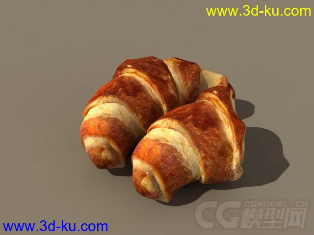 写实的牛角面包，带材质模型的图片2