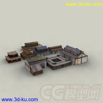 东方古代建筑场景老房子模型的图片1