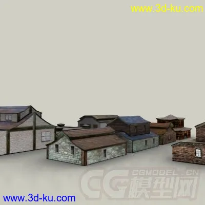 东方古代建筑场景老房子模型的图片2