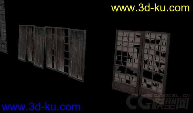 【破旧的门、窗、床】写实场景物件模型的图片1
