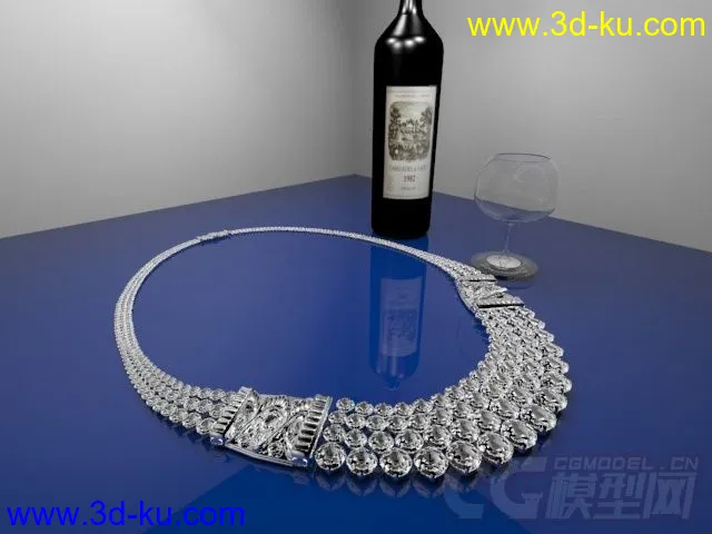 珠宝 项链 红酒 酒杯模型的图片1