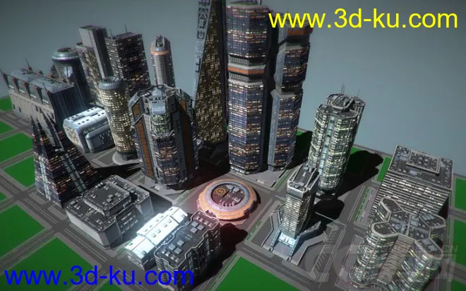 大师级科幻元素建筑合集第四部，科幻城市未来城市建筑部件，低面次时代模型的图片2