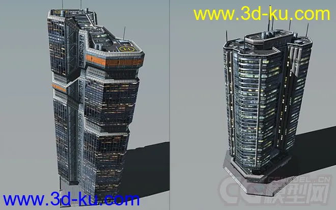 大师级科幻元素建筑合集第四部，科幻城市未来城市建筑部件，低面次时代模型的图片4