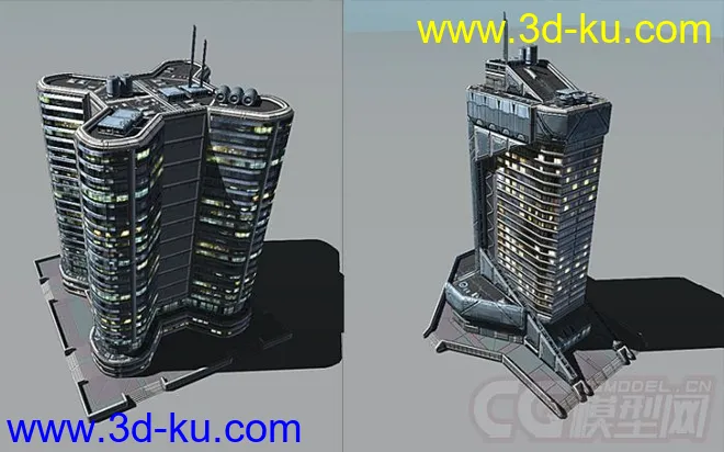 大师级科幻元素建筑合集第四部，科幻城市未来城市建筑部件，低面次时代模型的图片5