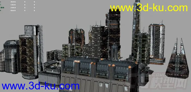 大师级科幻元素建筑合集第四部，科幻城市未来城市建筑部件，低面次时代模型的图片6