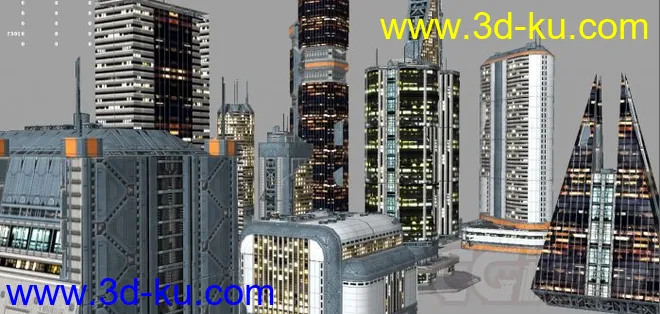 大师级科幻元素建筑合集第四部，科幻城市未来城市建筑部件，低面次时代模型的图片7