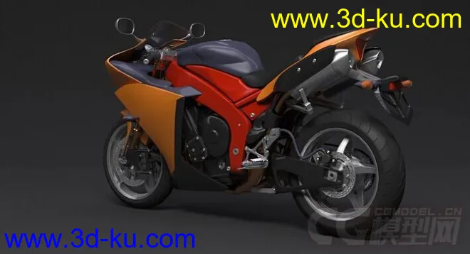 超写实 公路赛摩托车3D模型的图片5