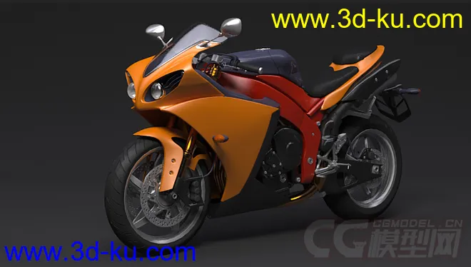 超写实 公路赛摩托车3D模型的图片1