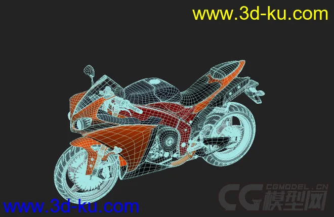 超写实 公路赛摩托车3D模型的图片4