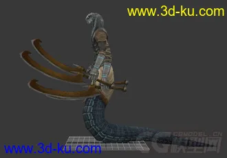 3D打印模型四手人蛇动画。带材质绑定的图片