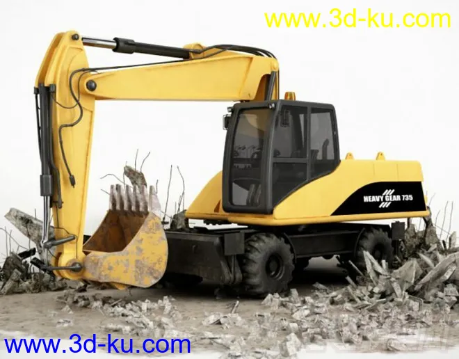 工程车-挖土机3D模型的图片2