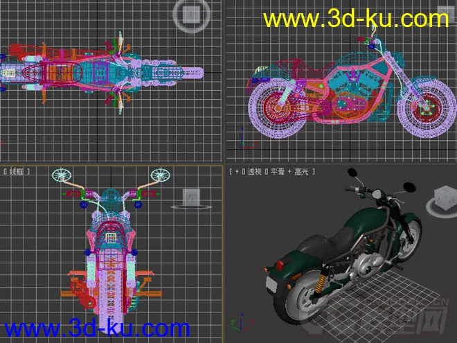 酷炫摩托车3D模型的图片2