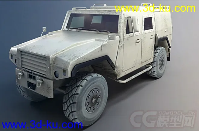 灰白色军用装甲车辆3D模型的图片1