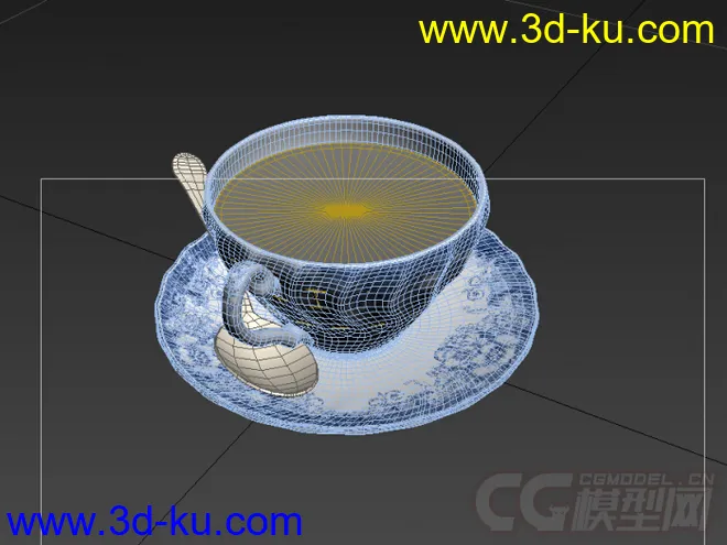 茶杯和碟子的青花瓷写实模型的图片1