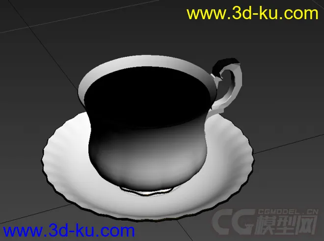 撑着绿茶的玫瑰花纹茶杯茶具高精度写实模型的图片3