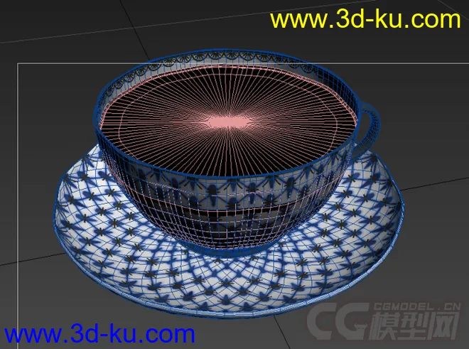 大口交叉花纹茶杯写实高精度模型、的图片3