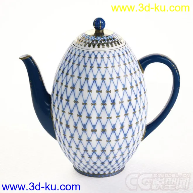 交叉花纹清新高质量的茶壶写实模型的图片1