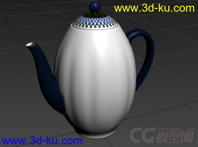 交叉花纹清新高质量的茶壶写实模型的图片2