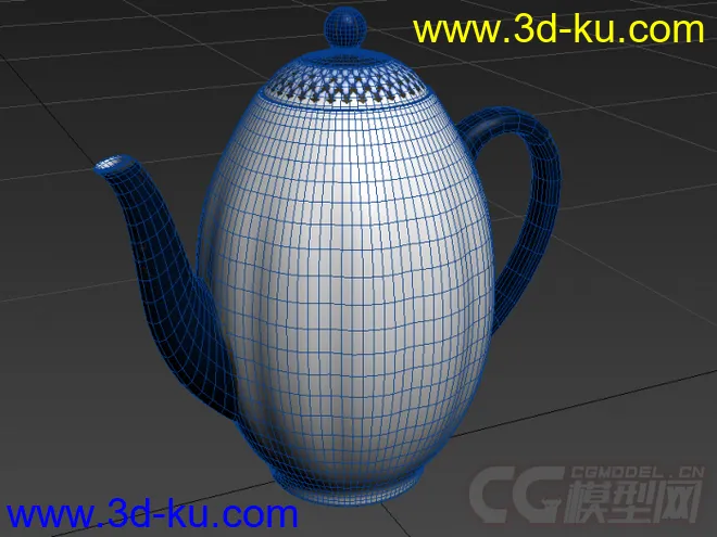 交叉花纹清新高质量的茶壶写实模型的图片3