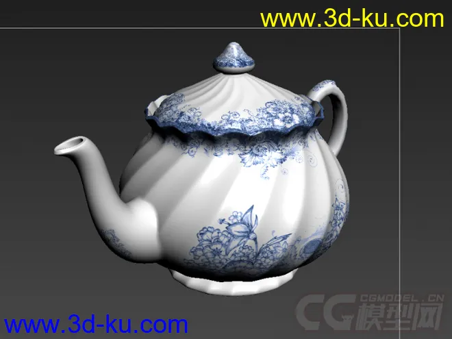 螺旋纹茶壶高精度模型的图片2