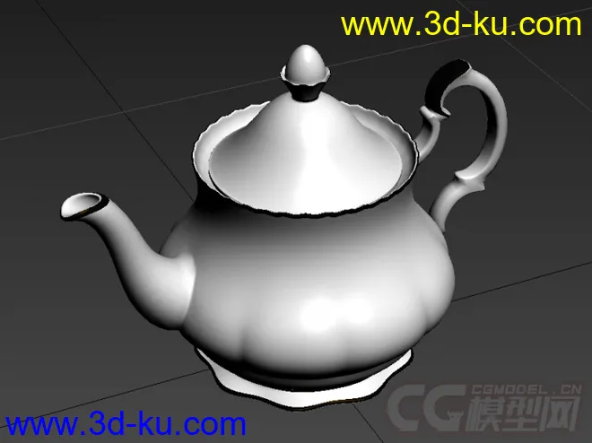 玫瑰花纹青花瓷茶壶茶具写实高精度模型的图片3