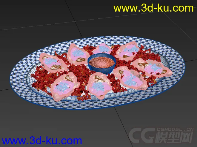 水饺饺子拼盘盘子碟子高精度写实模型的图片2