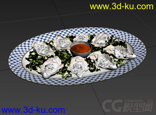 水饺饺子拼盘盘子碟子高精度写实模型的图片3