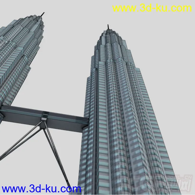 最高的新加坡双子塔办公双塔摩天大楼城市现代建筑模型的图片2