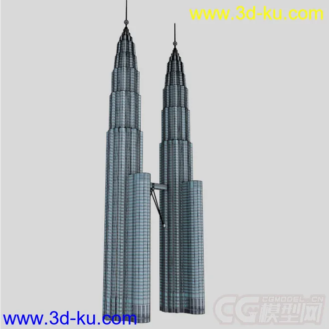 最高的新加坡双子塔办公双塔摩天大楼城市现代建筑模型的图片3