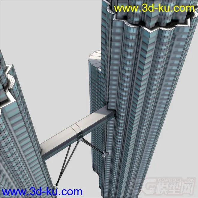 最高的新加坡双子塔办公双塔摩天大楼城市现代建筑模型的图片4