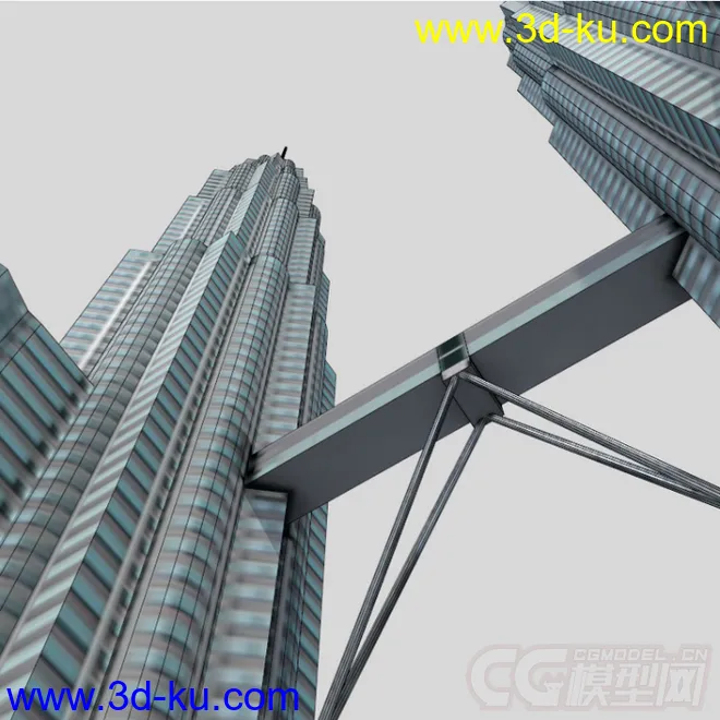 最高的新加坡双子塔办公双塔摩天大楼城市现代建筑模型的图片5