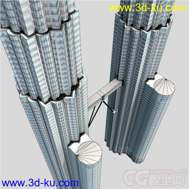 最高的新加坡双子塔办公双塔摩天大楼城市现代建筑模型的图片6
