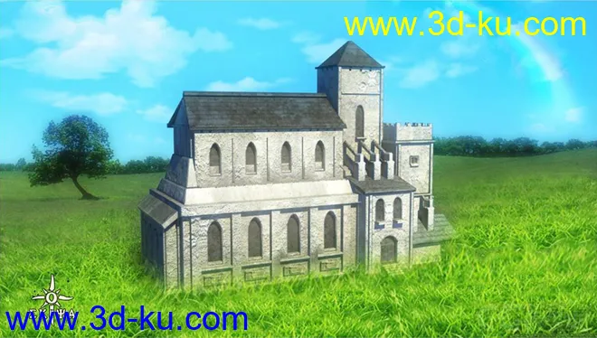 西方像教堂的古房子,含MA档与FBX档模型的图片2