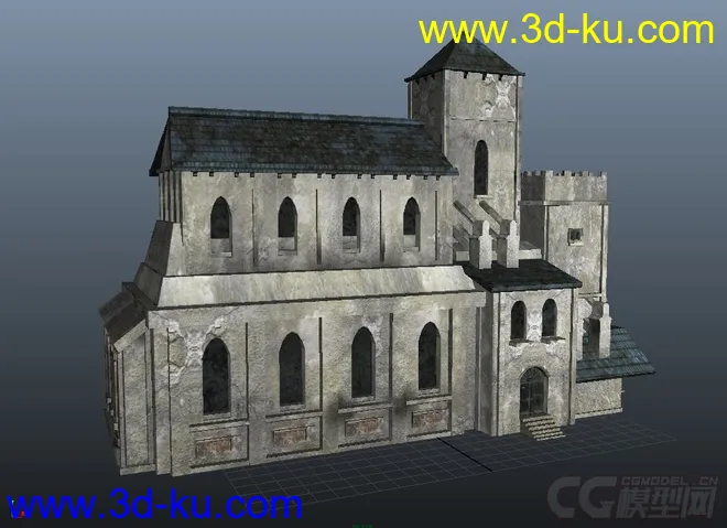 西方像教堂的古房子,含MA档与FBX档模型的图片3
