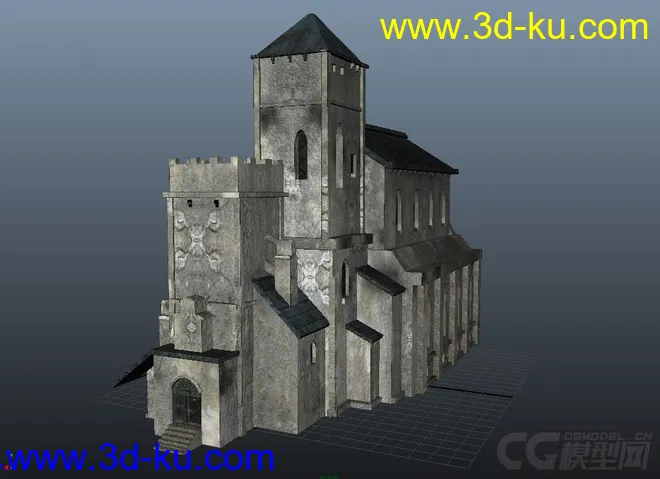 西方像教堂的古房子,含MA档与FBX档模型的图片4