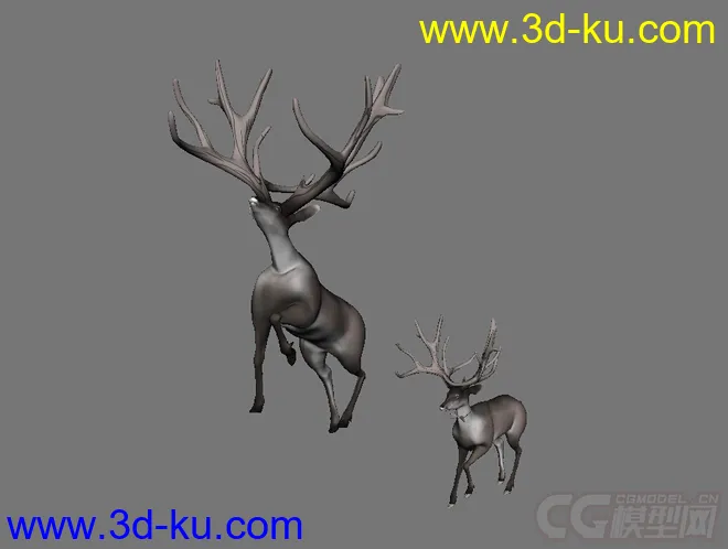 水墨风格两只鹿模型的图片2