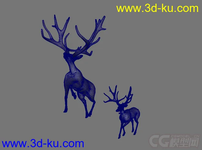 水墨风格两只鹿模型的图片3
