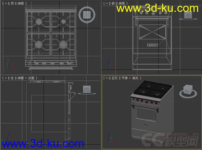 燃气灶带烤箱模型3的图片3