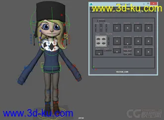 3D打印模型Hatted Cute little cartoon girl rig with textures的图片