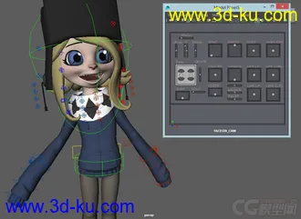 3D打印模型Hatted Cute little cartoon girl rig with textures的图片