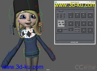 3D打印模型Hatted Cute little cartoon girl rig with textures的图片