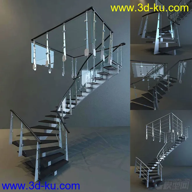 金属玻璃材质扶梯模型的图片1