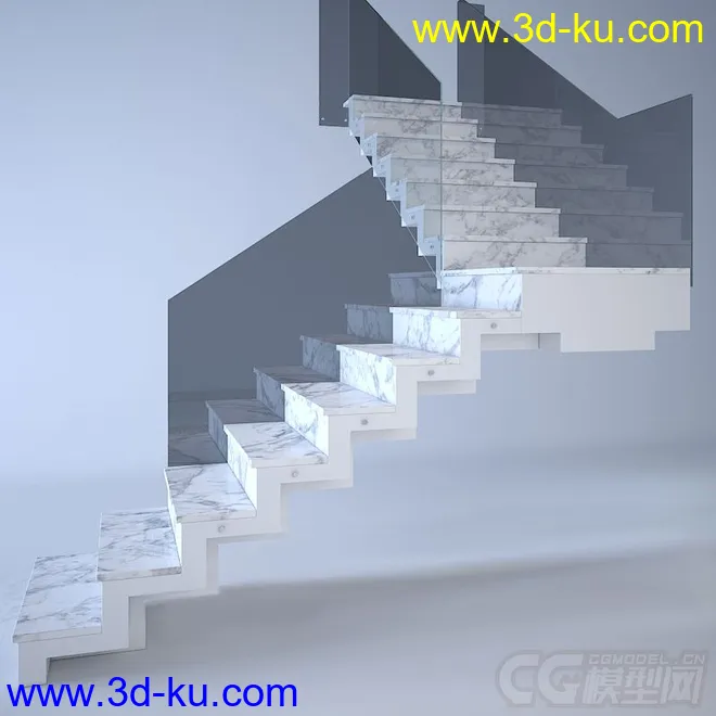 大理石+玻璃材质扶梯模型的图片1